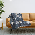 Daisy Florals on Navy Throw Blanket Gallery Image 1