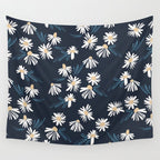 Daisy Florals on Navy Wall Tapestry Gallery Image 4
