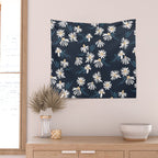 Daisy Florals on Navy Wall Tapestry Gallery Image 2