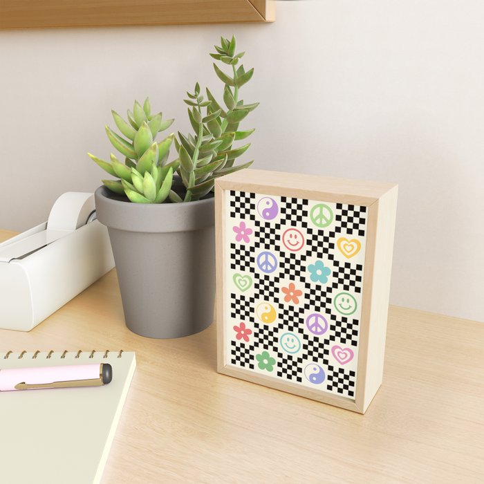Retro Colorful Nostalgia Double Checker Mini Art Print Gallery Image 2