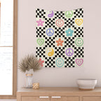 Retro Colorful Nostalgia Double Checker Wall Tapestry Gallery Image 2