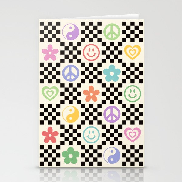 Retro Colorful Nostalgia Double Checker Stationery Card Gallery Image 2