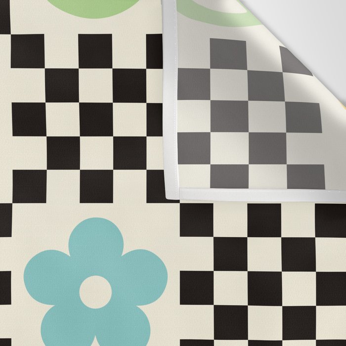 Retro Colorful Nostalgia Double Checker Wall Tapestry Gallery Image 3