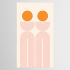 Mid Century Modern Geometric 43 in Coral Orange (Rainbow and Sun Abstraction) Tablecloth Gallery Image 2