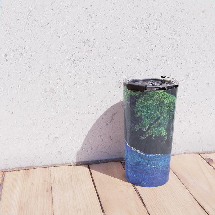 Haka Shore - Nature Ukiyo Landscape in Green & Blue Travel Mug Gallery Image 4