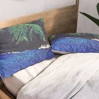 Haka Shore - Nature Ukiyo Landscape in Green & Blue Pillow Sham Gallery Image 2