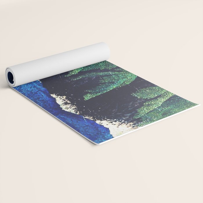 Haka Shore - Nature Ukiyo Landscape in Green & Blue Yoga Mat Gallery Image 2