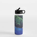 Haka Shore - Nature Ukiyo Landscape in Green & Blue Water Bottle Gallery Image 1