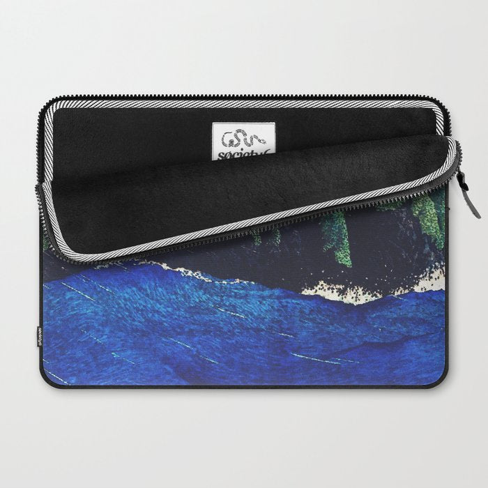 Haka Shore - Nature Ukiyo Landscape in Green & Blue Laptop Sleeve Gallery Image 2