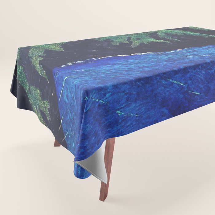Haka Shore - Nature Ukiyo Landscape in Green & Blue Tablecloth Gallery Image 1