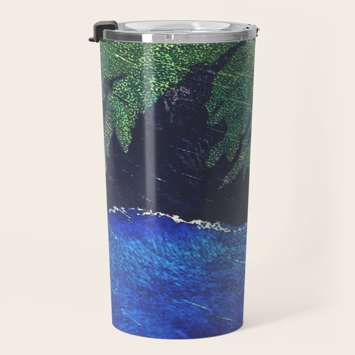Haka Shore - Nature Ukiyo Landscape in Green & Blue Travel Mug Gallery Image 3