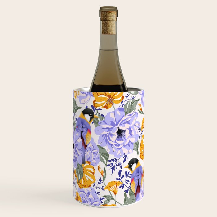 Colorful birds in garden flowers YL Wine Chiller Gallery Image 3