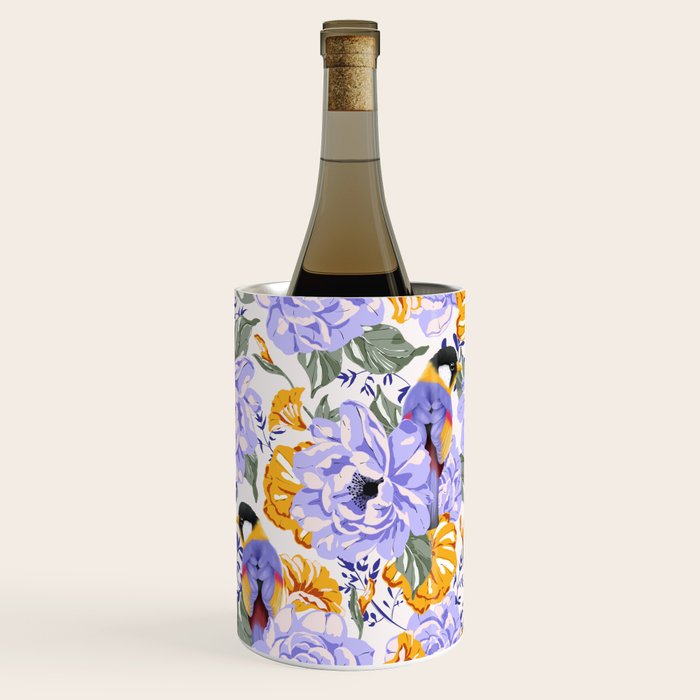 Colorful birds in garden flowers YL Wine Chiller Gallery Image 1