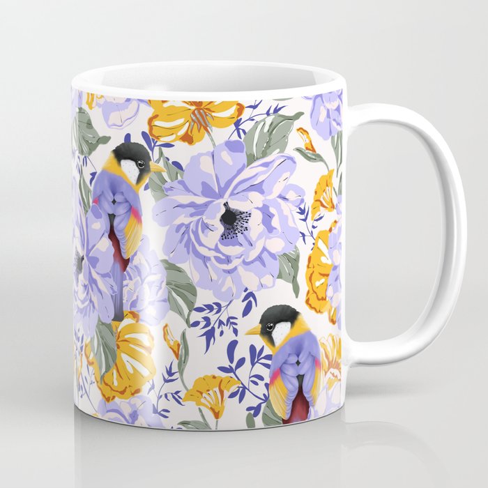 Colorful birds in garden flowers YL Coffee Mug Gallery Image 1
