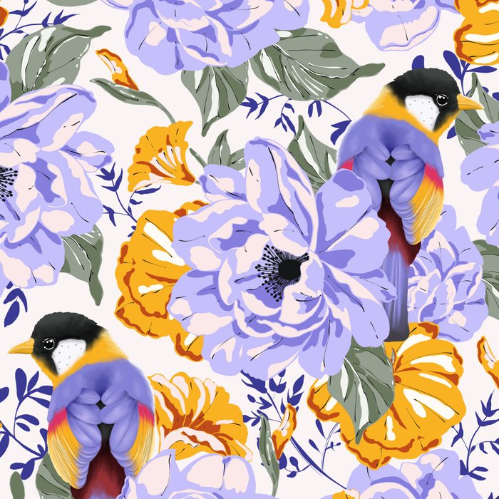 Colorful birds in garden flowers YL Coffee Mug Gallery Image 2