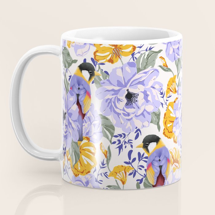 Colorful birds in garden flowers YL Coffee Mug Gallery Image 3