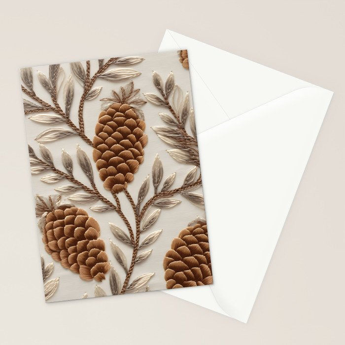 Holiday Decorative Pinecone Stationery Card Gallery Image 2