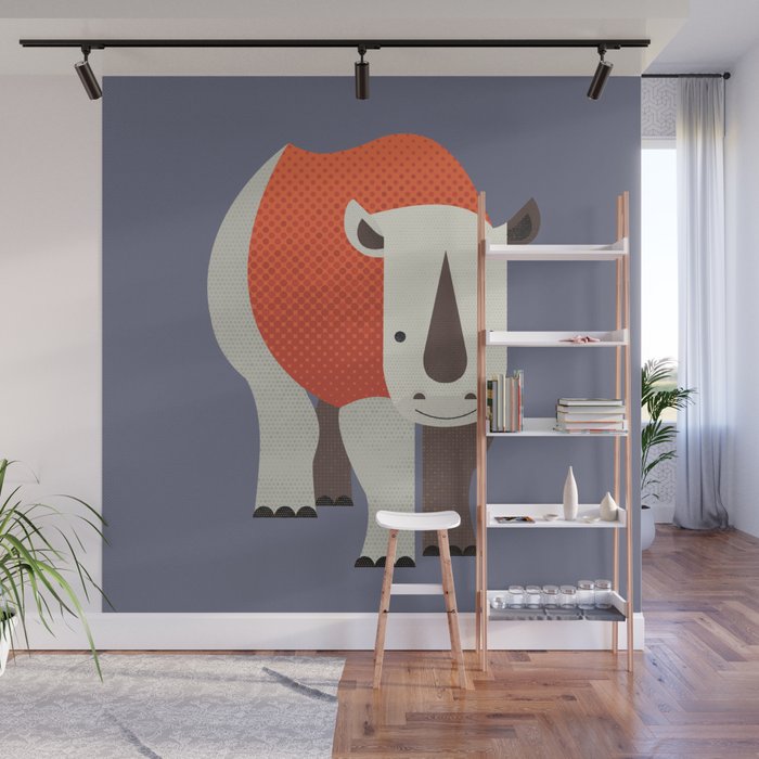 Whimsy Rhinoceros Wall Mural Gallery Image 1