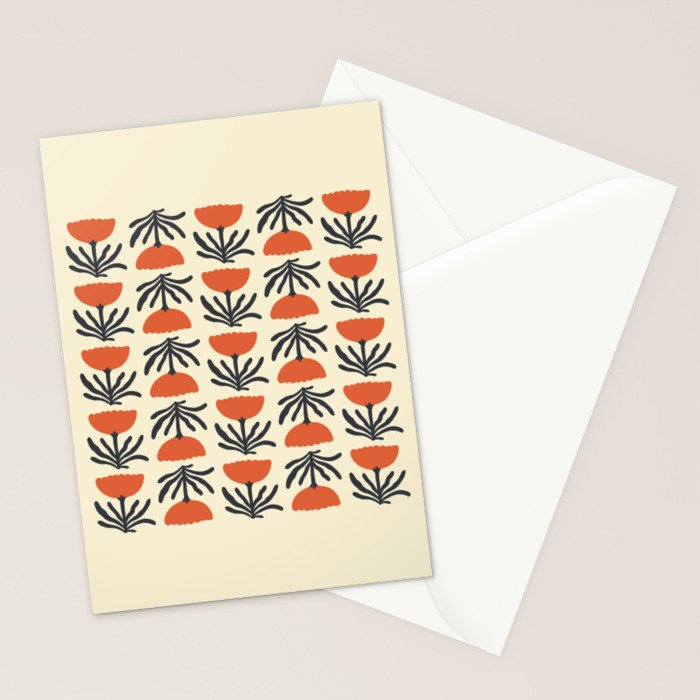 Retro 70s Tulip Pattern Stationery Card Gallery Image 2