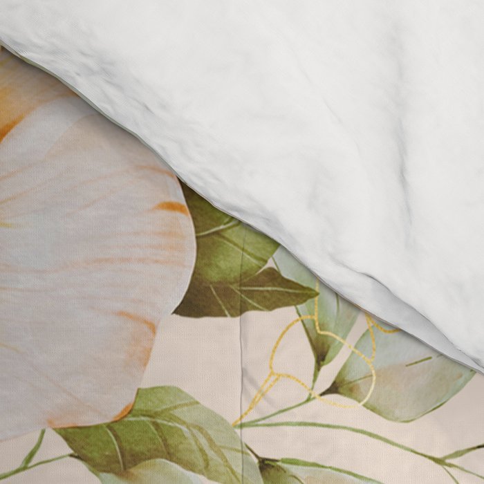 Yellow Florals with Painted Speckles on Cream Comforter Gallery Image 4