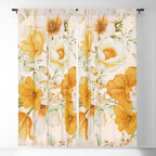 Yellow Florals with Painted Speckles on Cream Window Curtain Gallery Image 5
