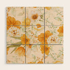 Yellow Florals with Painted Speckles on Cream Wood Wall Art Gallery Image 1
