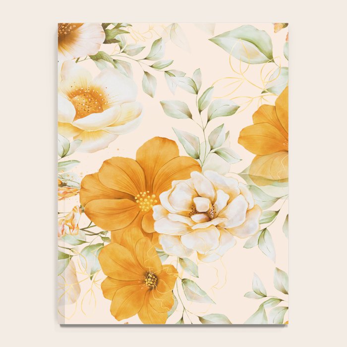 Yellow Florals with Painted Speckles on Cream Notebook Gallery Image 4