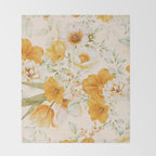 Yellow Florals with Painted Speckles on Cream Throw Blanket Gallery Image 2