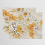 Yellow Florals with Painted Speckles on Cream Placemat Gallery Image 1