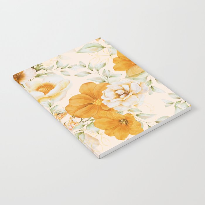 Yellow Florals with Painted Speckles on Cream Notebook Gallery Image 2
