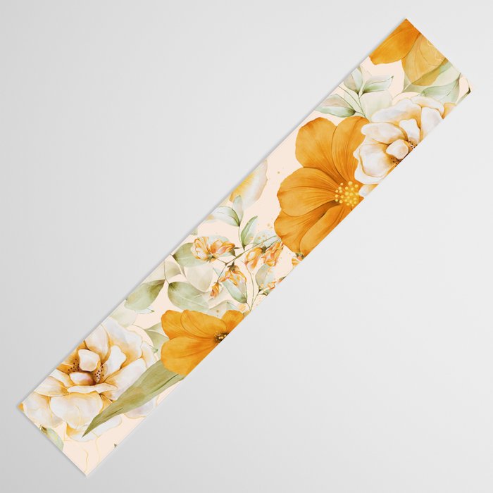 Yellow Florals with Painted Speckles on Cream Table Runner Gallery Image 3
