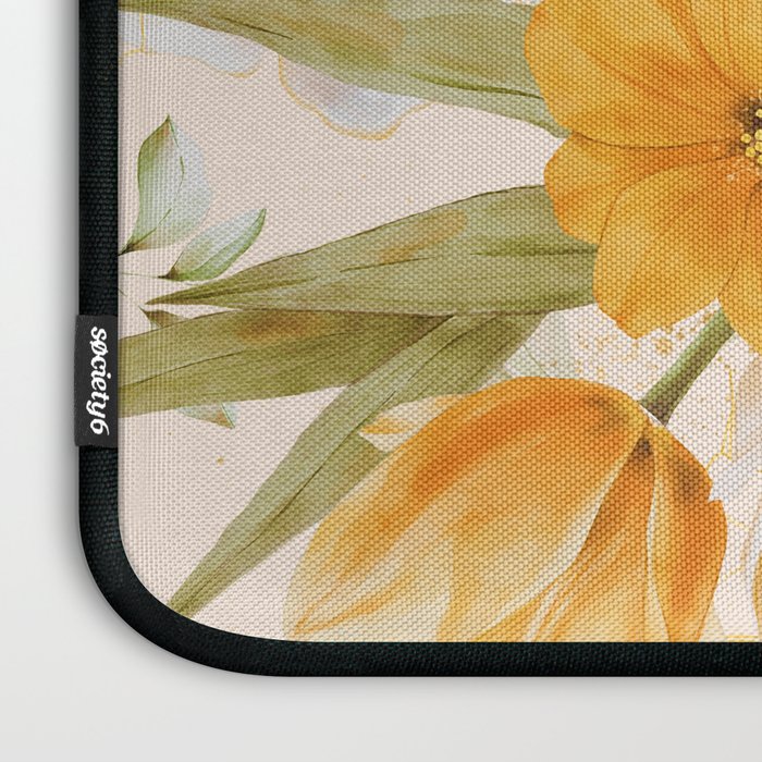 Yellow Florals with Painted Speckles on Cream Laptop Sleeve Gallery Image 3