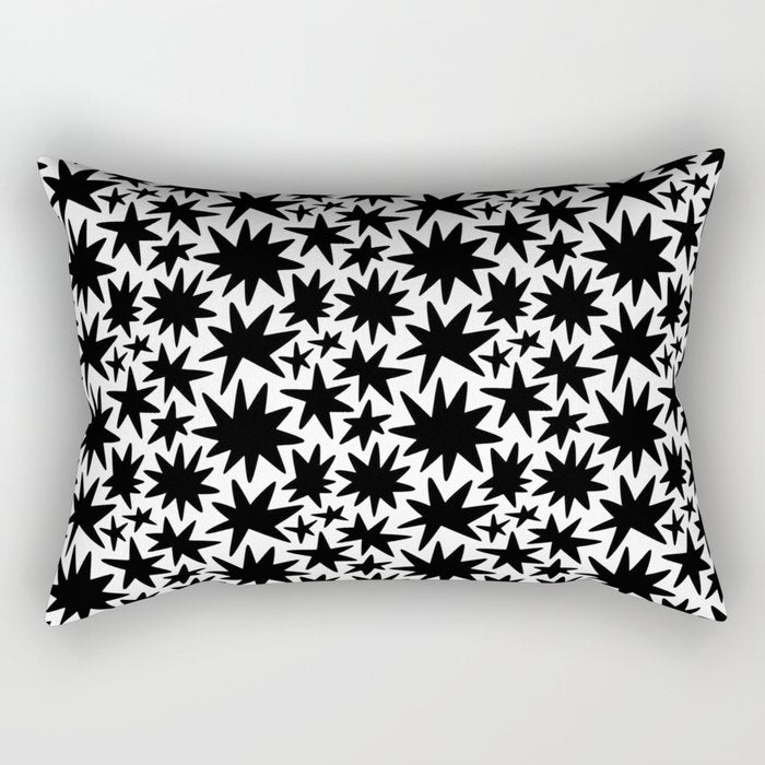 Black and white star shape pattern Rectangular Pillow Gallery Image 1