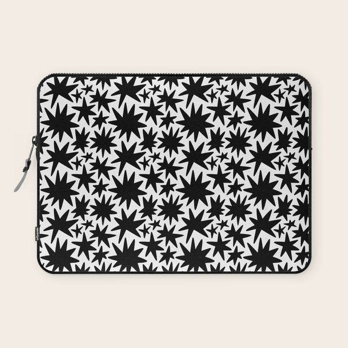 Black and white star shape pattern Laptop Sleeve Gallery Image 1