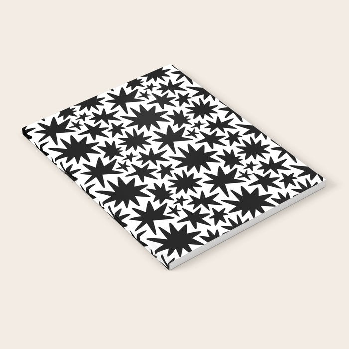 Black and white star shape pattern Notebook Gallery Image 2