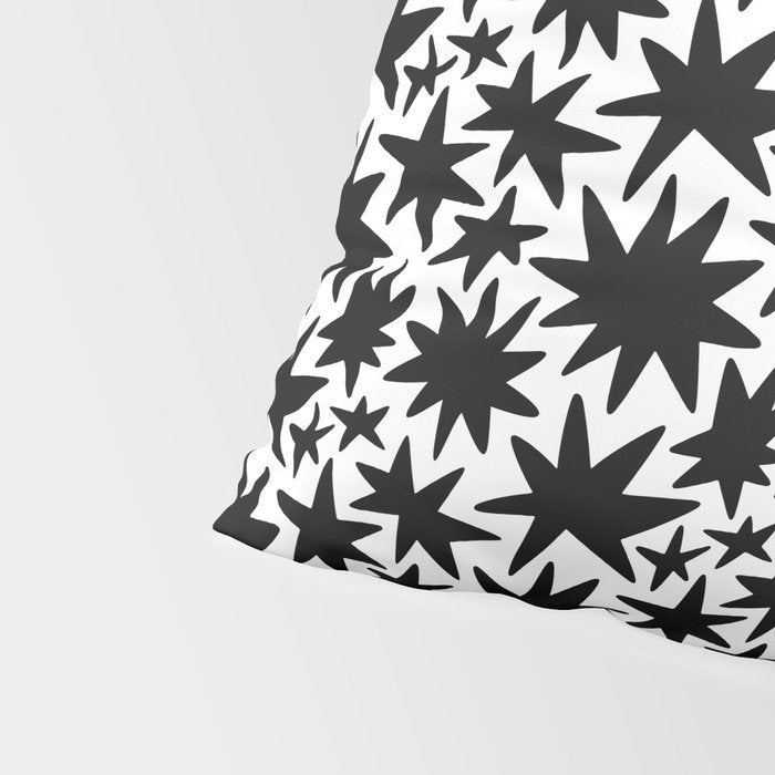 Black and white star shape pattern Pillow Sham Gallery Image 4