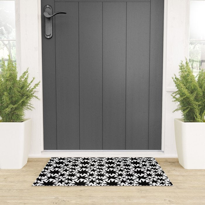 Black and white star shape pattern Welcome Mat Gallery Image 3