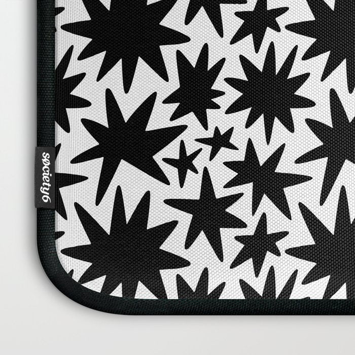Black and white star shape pattern Laptop Sleeve Gallery Image 3