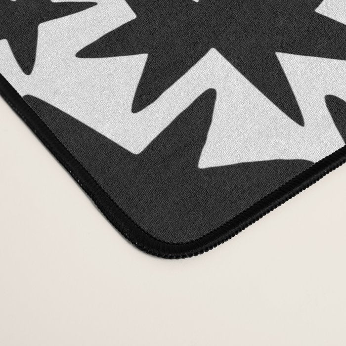 Black and white star shape pattern Desk Mat Gallery Image 4