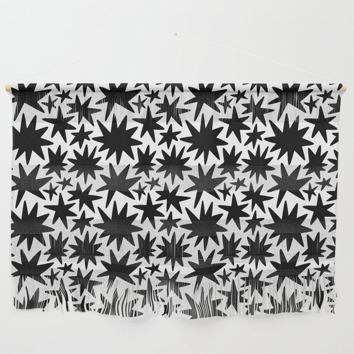 Black and white star shape pattern Wall Hanging Gallery Image 1