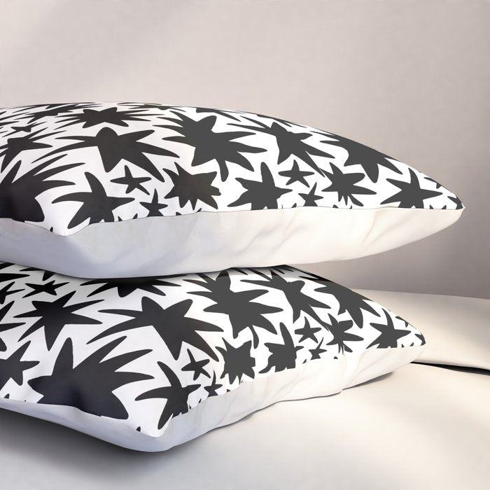 Black and white star shape pattern Pillow Sham Gallery Image 3