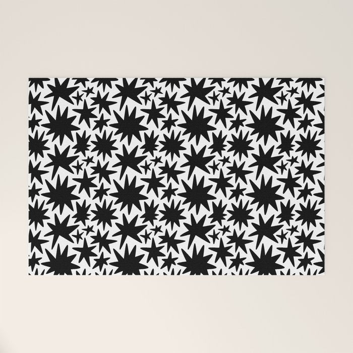 Black and white star shape pattern Welcome Mat Gallery Image 1