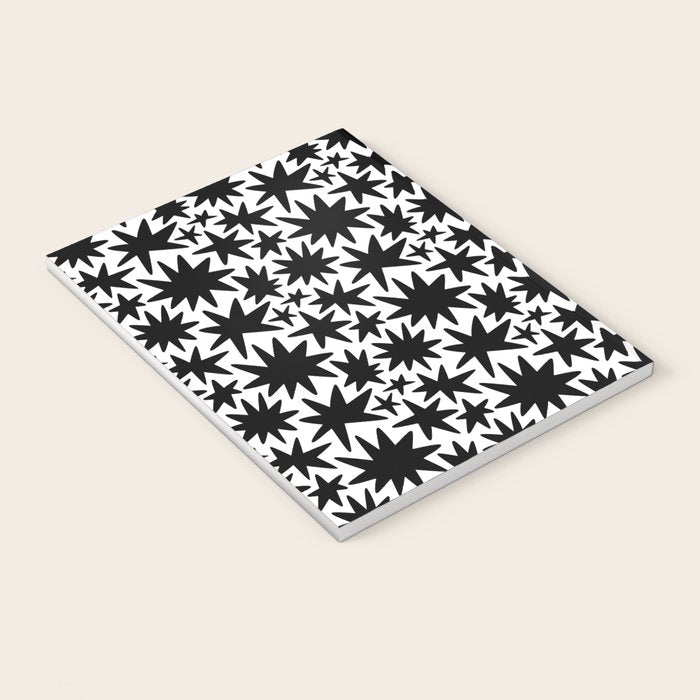 Black and white star shape pattern Notebook Gallery Image 3