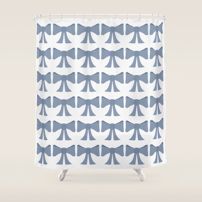 Vintage Bows VII Neutral Blue Shower Curtain Gallery Image 1