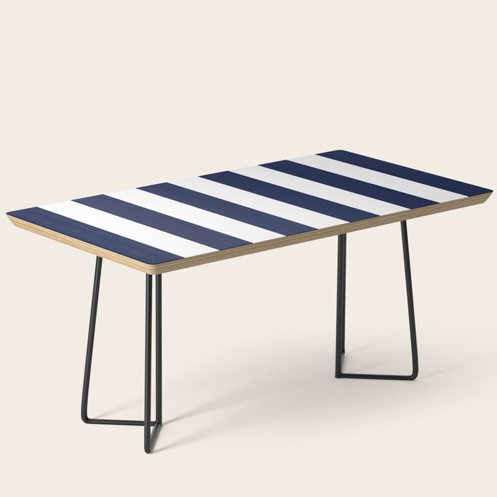 Navy Blue Bold Awning Cabana Stripe Lines Minimalist Stripes Line Drawing Coffee Table Gallery Image 1