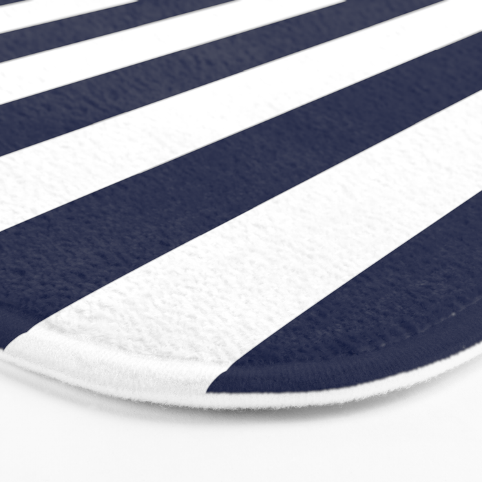 Navy Blue Bold Awning Cabana Stripe Lines Minimalist Stripes Line Drawing Bath Mat Gallery Image 3
