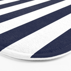 Navy Blue Bold Awning Cabana Stripe Lines Minimalist Stripes Line Drawing Bath Mat Gallery Image 3