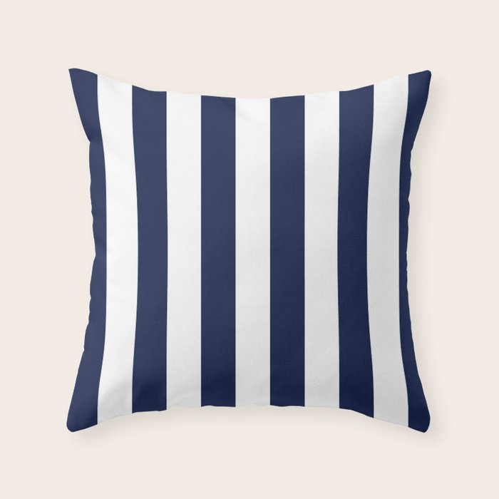 Navy Blue Bold Awning Cabana Stripe Lines Minimalist Stripes Line Drawing Throw Pillow Gallery Image 1