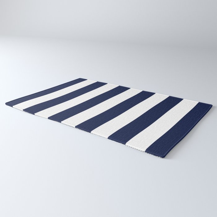 Navy Blue Bold Awning Cabana Stripe Lines Minimalist Stripes Line Drawing Rug Gallery Image 3