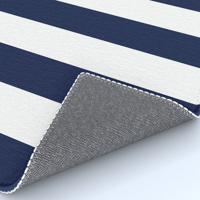 Navy Blue Bold Awning Cabana Stripe Lines Minimalist Stripes Line Drawing Rug Gallery Image 4